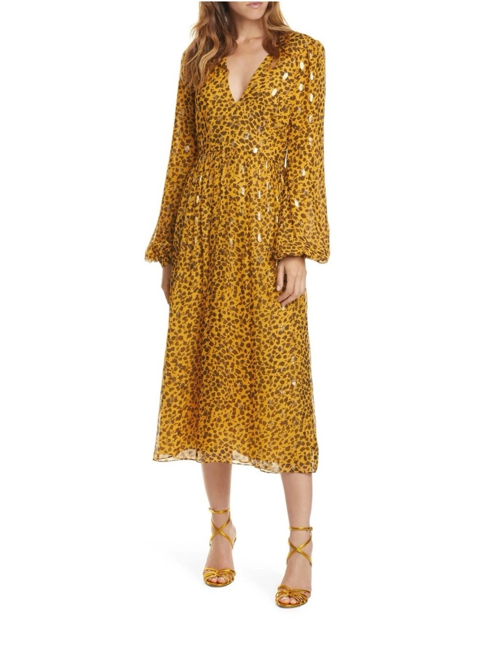 Saloni Leopard Print V-Neck Midi Dress sz 12 - worn once